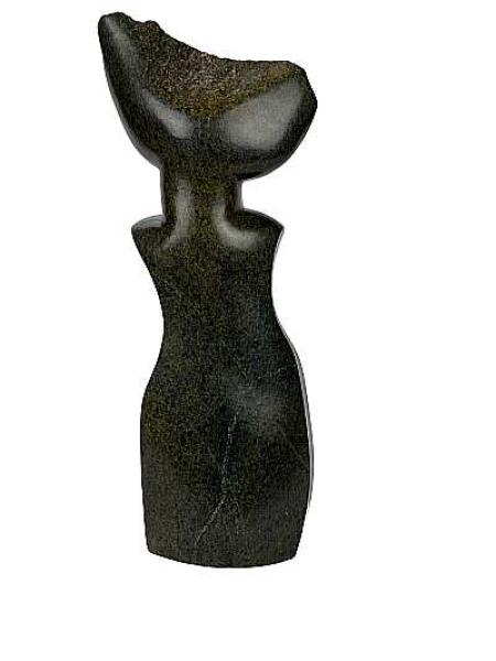 Shona Skulptur Moon Head Lady von Wellington Chigondi